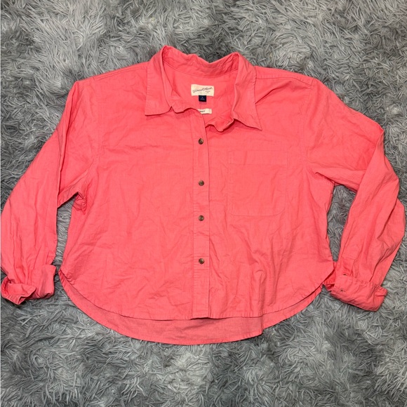 Universal Thread Tops - NWT Universal Thread Cotton/Linen Blend Cropped Fit Long Sleeve Top - Salmon XL